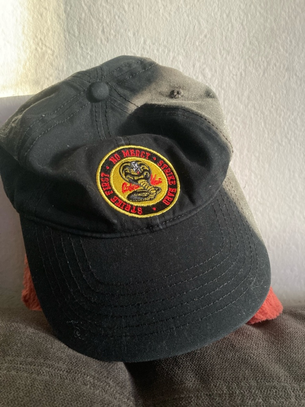 Black Baseball Cap with Embroidered Cobra Patch